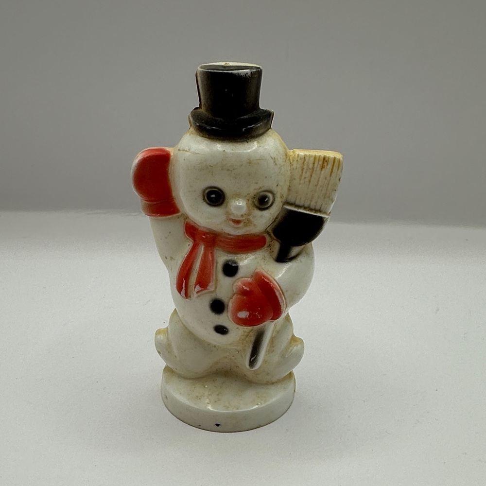 Vintage Rosbro 1950’s Santa plastic figurine with broom